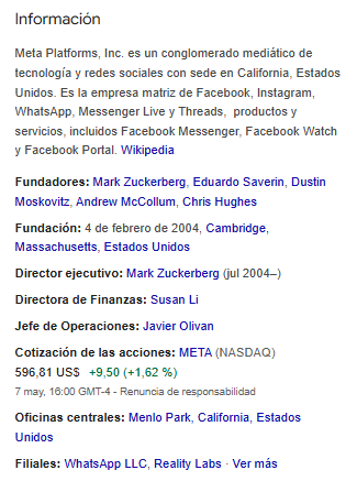 Información MetaPlatforms